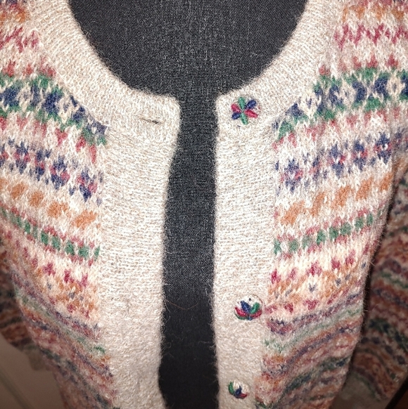 Peruvian Connection Multicolor Long Button Down Chunky Wool Sweater - Picture 4 of 4